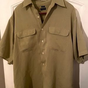 George Sueded Mens Sage Green Casual Button Down